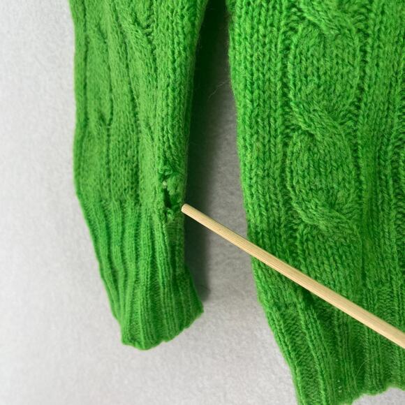 DEANS OF SCOTLAND Sweater Womens 34 Shetland Wool Cable Hand Knit Green HK VTG - Picture 11 of 14